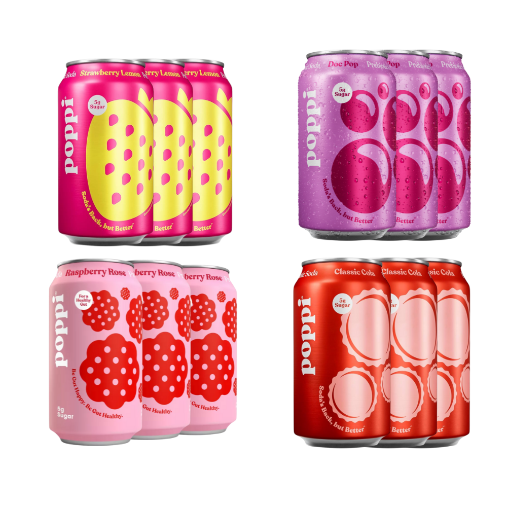 Poppi Prebiotic Soda Bulk Bundle - 12 Cans (3x4 Flavors)