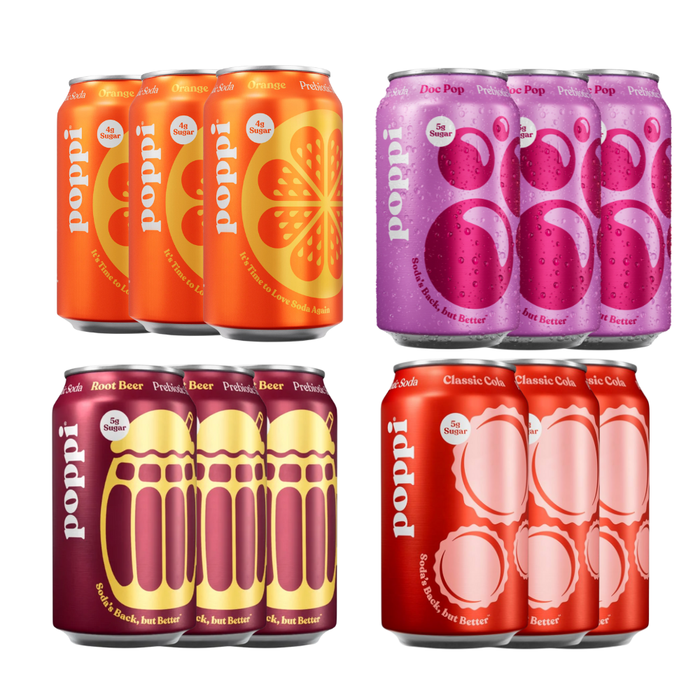 Poppi Prebiotic Soda Bulk Bundle - 12 Cans (3x4 Flavors)