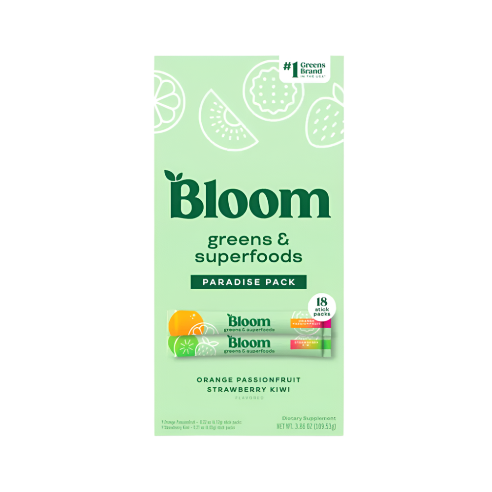 Bloom Greens Variety Pack – Orange Passionfruit & Strawberry Kiwi (18 Servings)