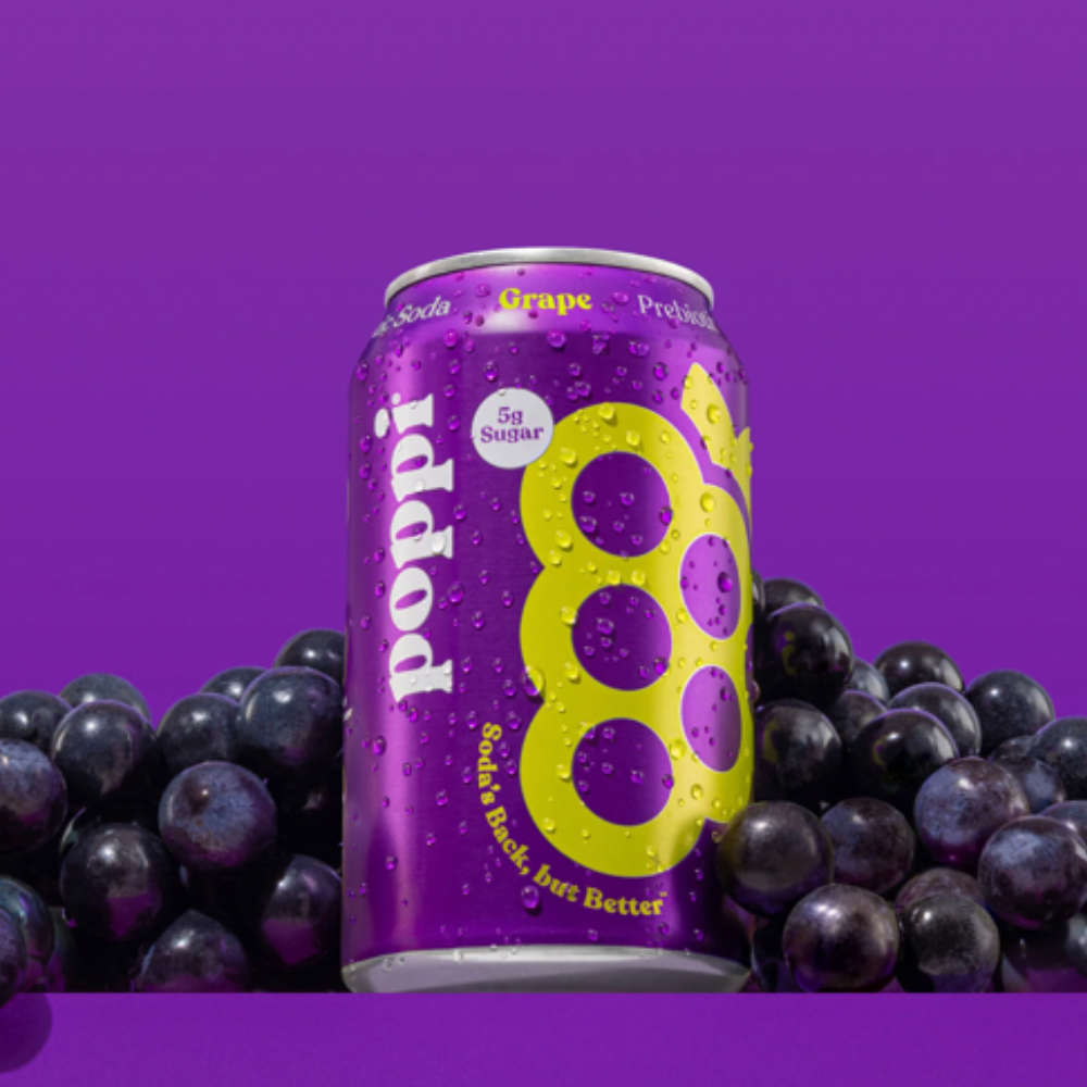 Poppi Prebiotic Soda,Grape  (335ml) pack of 12