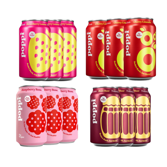Poppi Prebiotic Soda Bulk Bundle - 12 Cans (3x4 Flavors)