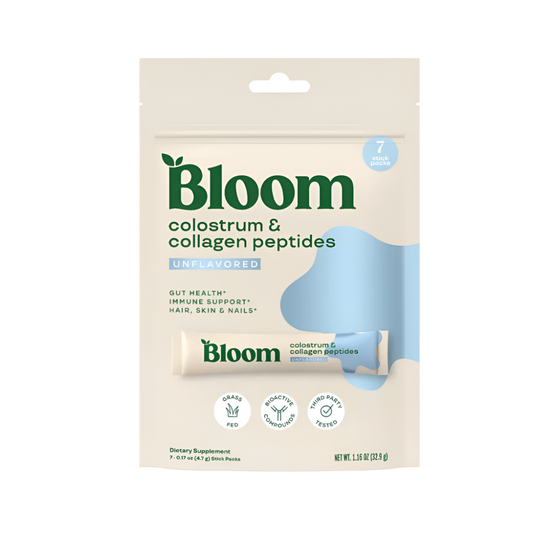 Bloom Colostrum + Collagen Peptides – Unflavored Protein Boost (7 Servings)
