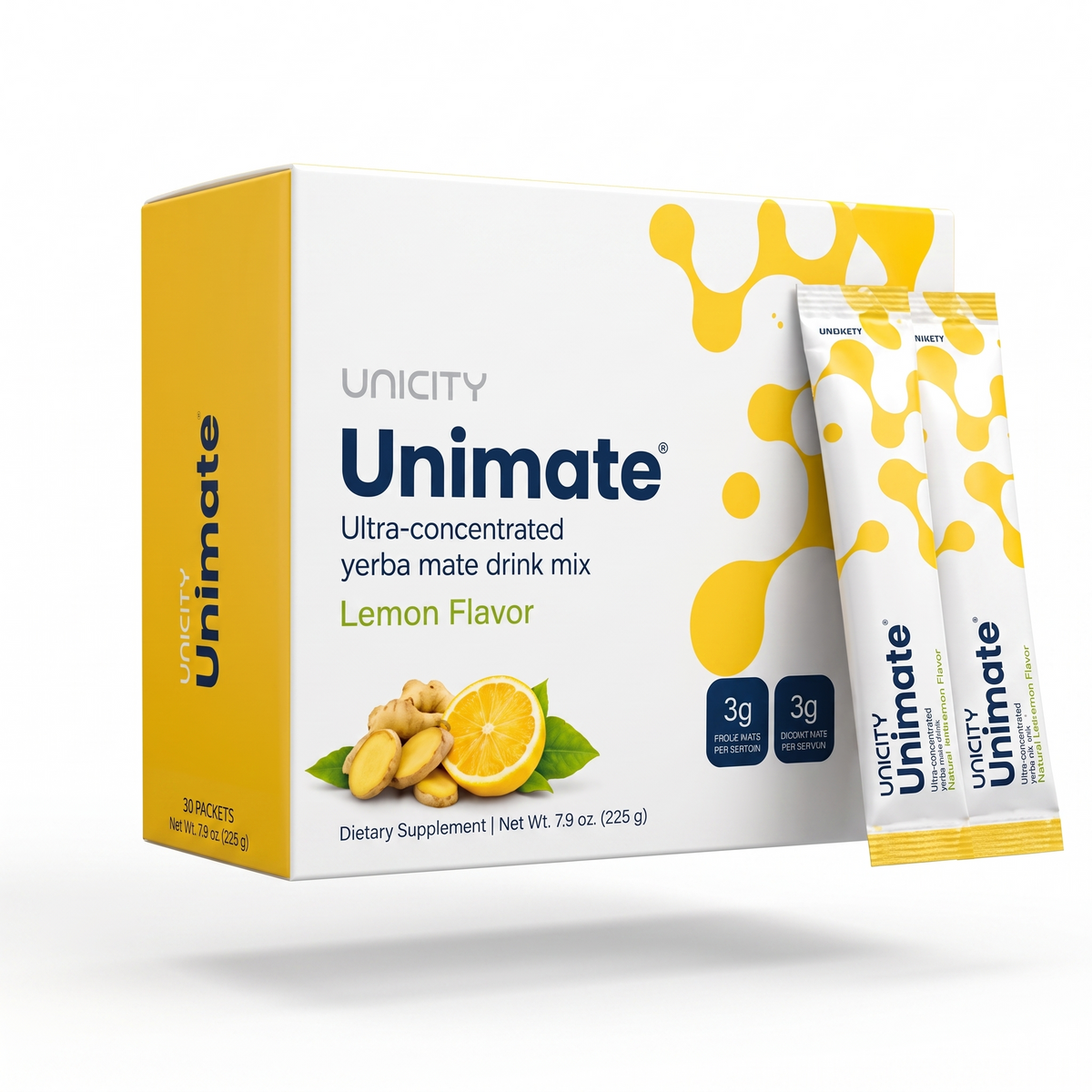 Unicity Unimate Ultra Concentrated Yerba Mate Drink Mix Lemon Flavour 183 Grams - 30 Piece Pack